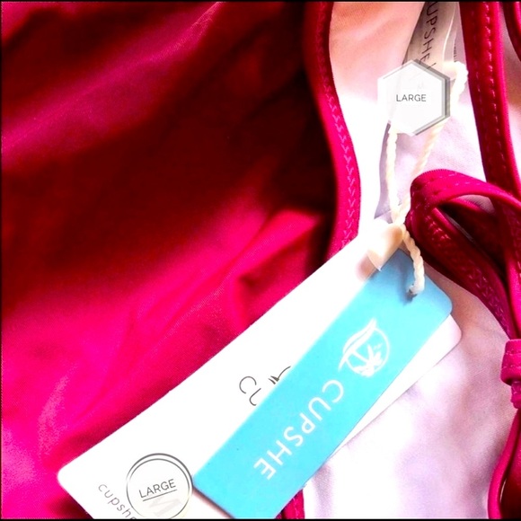 1 PC MAROON RED ONE PIECE RUFFLE CRISS CROSS SWIMSUIT CUPSHE *SIZE LARGE - Picture 4 of 5